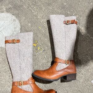 Women's Tan and Gray Boots